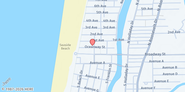 Map showing Our Lady of Victory Sunday Supper at 120 Ocean Way, Seaside, OR