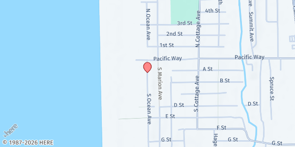 Map showing Our Lady of Victory Sunday Supper at 120 Ocean Way, Seaside, OR