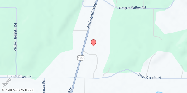 Map showing Bread of Life Food Pantry - Food Distribution Center at 18255 Redwood Hwy, Selma, OR