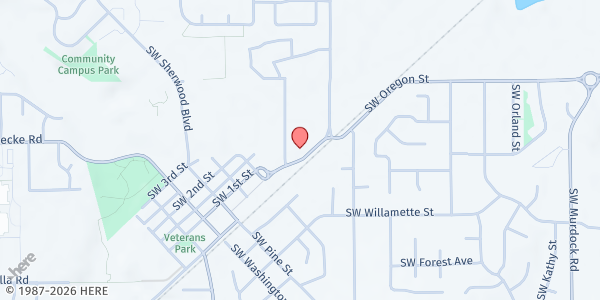 Map showing Sherwood New Life Assembly of God at 15631 SW Oregon St, Sherwood, OR