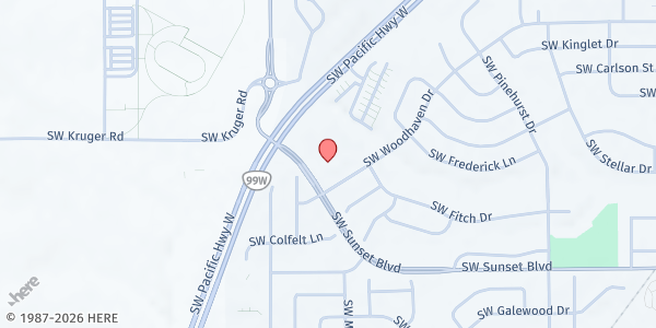 Map showing Sherwood YMCA at 23000 SW Pacific Highway, Sherwood, OR