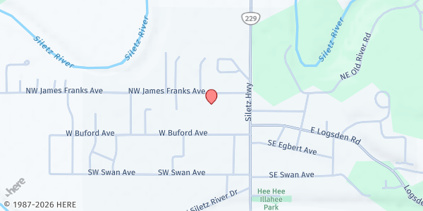 Map showing Siletz Food Pantry at 245 NW James Frank Avenue, Siletz, OR