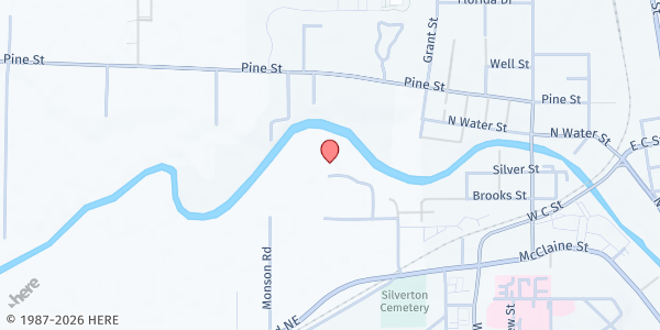 Map showing Mission of Hope - Silverton at 822 Industrial Way Northeast, Silverton, OR