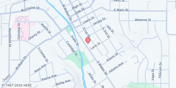 Map showing Silverton Area Community Aid (SACA) at 421 South Water St. (basement), Silverton, OR