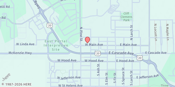Map showing Sisters Kiwanis at 328 W Main Street, Sisters, OR