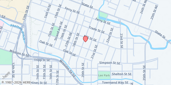 Map showing Capital Park Food Pantry at 410 19th Street Southeast, Southeast Salem, OR
