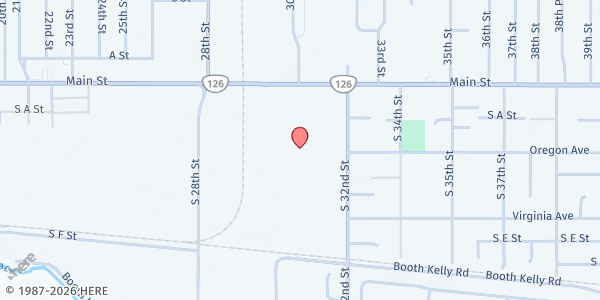Map showing Bob Keefer Center at 250 South 32nd Street, Springfield, OR