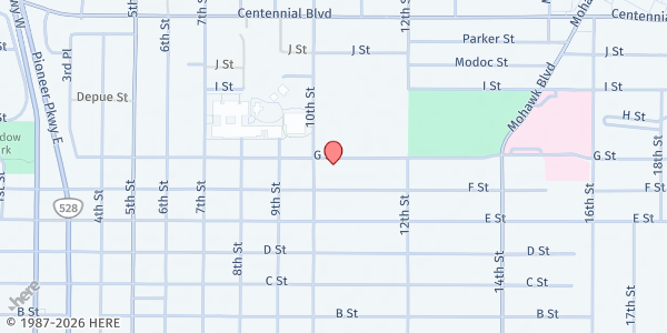 Map showing Catholic Community Services (CCS) – Springfield at 1025 G St, Springfield, OR