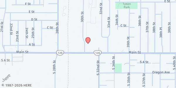 Map showing ODHS Springfield - Trillium Produce Plus at 101 30th Street, Springfield, OR
