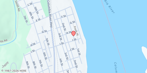 Map showing Columbia Pacific Food Bank at 1120 1st St, St. Helens, OR