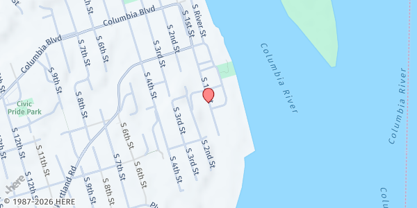 Map showing Helping Hands Reentry Outreach Center at 375 S 1st St, St. Helens, OR