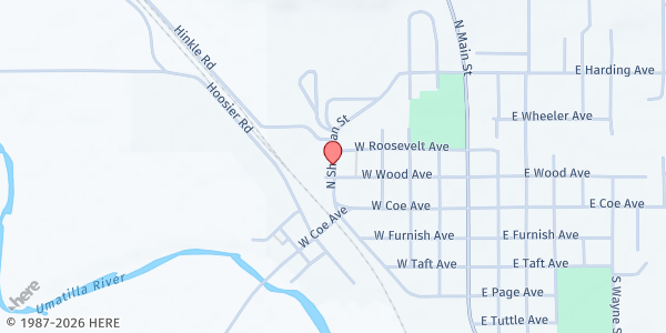 Map showing The Food Basket at 405 N Sherman, Stanfield, OR