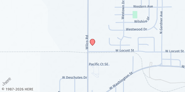 Map showing Stayton Community Food Bank at 1210 Wilco Road, Stayton, OR