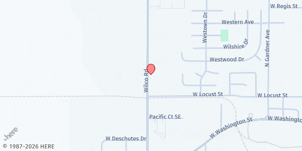 Map showing Stayton Community Food Bank at 1210 Wilco Rd, Stayton, OR