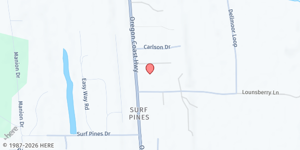 Map showing Manna House Pantry at 88786 Dellmoor Loop Road, Surf Pines, OR