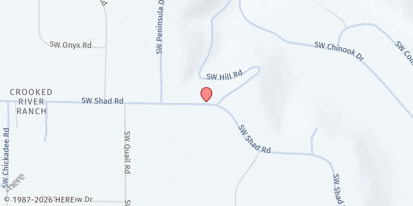 Map showing Crooked River Ranch Free Food Market at 6730 SW Shad Rd, Terrebonne, OR