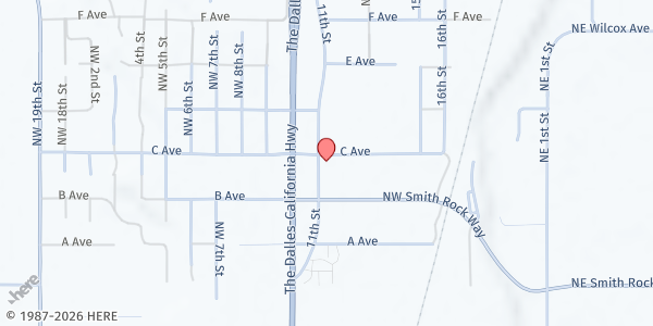 Map showing Smith Rock Community Church at 8344 11th Street, Terrebonne, OR