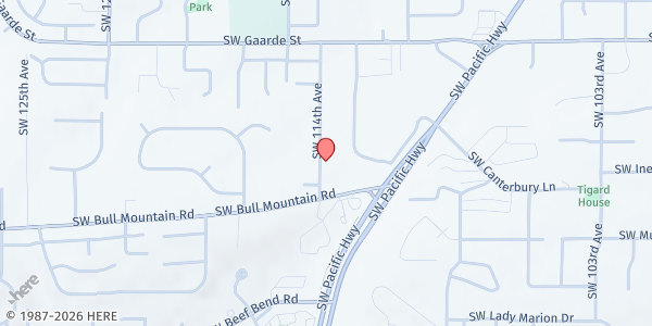 Map showing Cascade Vineyard Church King's Kindness Ministries at 14460 SW 114th Ave, Tigard, OR