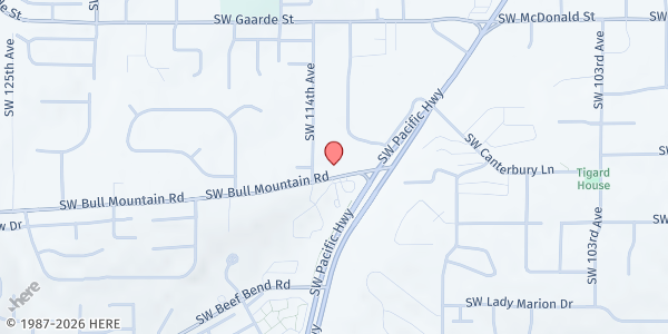 Map showing Packed With Pride at 11305 SW Bull Mountain Road, Tigard, OR
