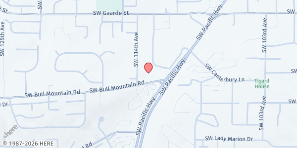 Map showing Packed With Pride at 11305 SW Bull Mountain Road, Tigard, OR