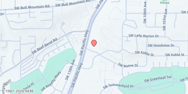 Map showing Tigard Covenant Church - Barb's Pantry at 11321 SW Naeve St., Tigard, OR