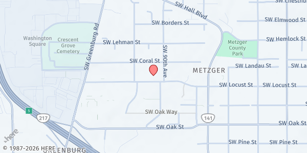 Map showing Tigard UMC - Bethlehem House of Bread at 9055 SW Locust, Tigard, OR