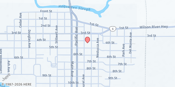 Map showing First Christian Church - The Dining Room at 2203 4th Street, Tillamook, OR