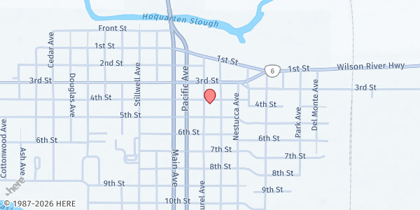 Map showing First Christian Church - The Dining Room at 2203 4th Street, Tillamook, OR