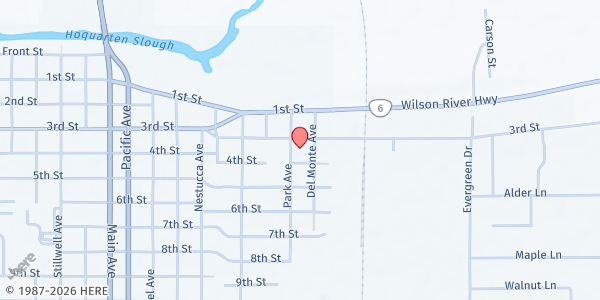 Map showing Nazarene Church Meal Site at 2611 3rd Street, Tillamook, OR