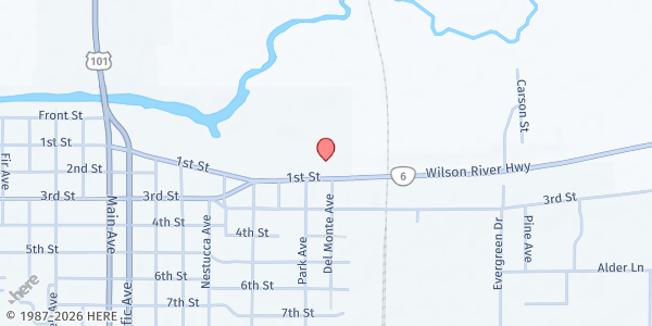 Map showing Seventh Day Adventist Community Services - Tillamook at 2610 1st Street, Tillamook, OR