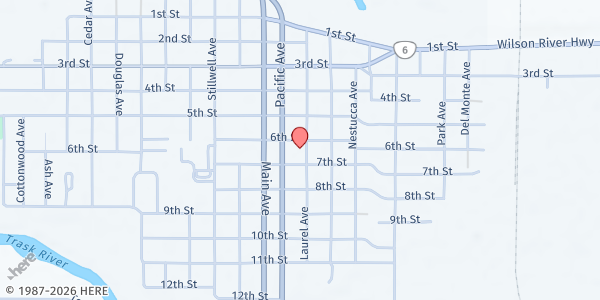 Map showing St Albans @ St John's UCC at 602 Laurel Ave, Tillamook, OR