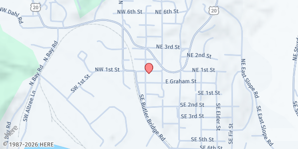 Map showing Toledo Food Share Pantry at 156 N Main St, Toledo, OR