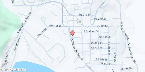 Map showing Toledo Food Share Pantry at 159 S. Main St, Toledo, OR
