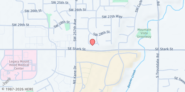 Map showing Hewitt Place Free Food Market at 826 SW 29th Way, Troutdale, OR