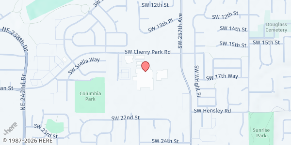 Map showing Reynolds High School Free Food Market at 1698 SW Cherry Park Road, Troutdale, OR