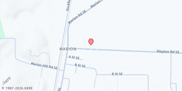 Map showing Marion Friends Church at 5997 Stayton Road Southeast, Turner, OR