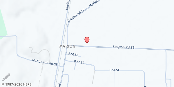 Map showing Marion Friends Church at 5997 Stayton Road SE, Turner, OR