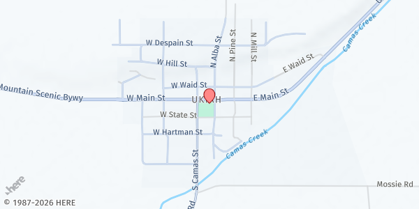 Map showing Ukiah Food Pantry at 101 S Alba St, Ukiah, OR