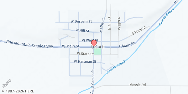 Map showing Ukiah Food Pantry at 101 S Alba St, Ukiah, OR