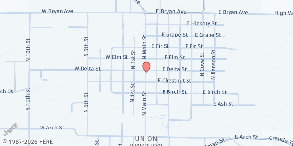 Map showing Friends of the Historic Union Community Hall Pantry at 677 N. Main, Union, OR