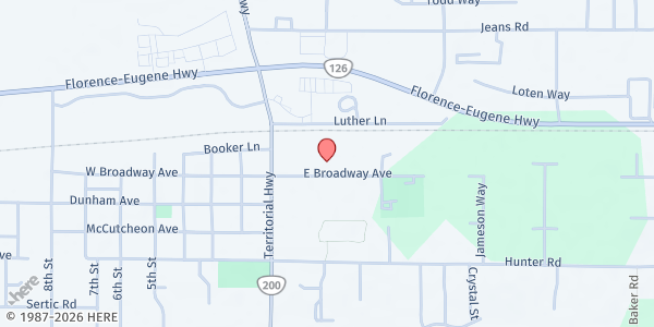 Map showing Fern Ridge Community Services at 25133 E Broadway, Veneta, OR