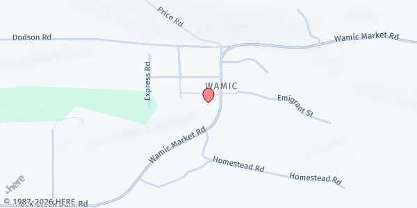 Map showing Neighbor to Neighbor Food Pantry (Wamic Fire Foundation) at 80192 Emigrant Street, Wamic, OR