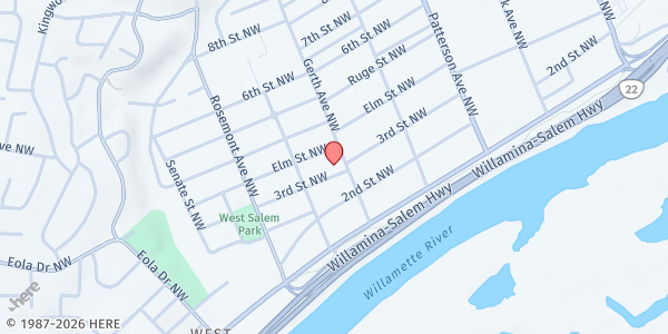 Map showing City Vibe at 1219 3rd Street Northwest, West Salem, OR