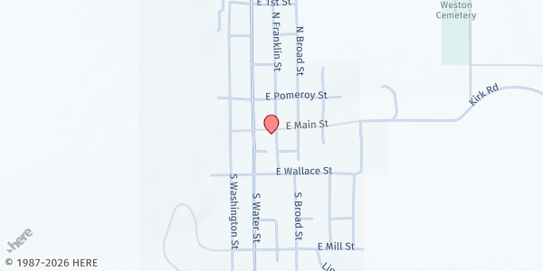 Map showing Weston Food Pantry at 114 E Main St, Weston, OR