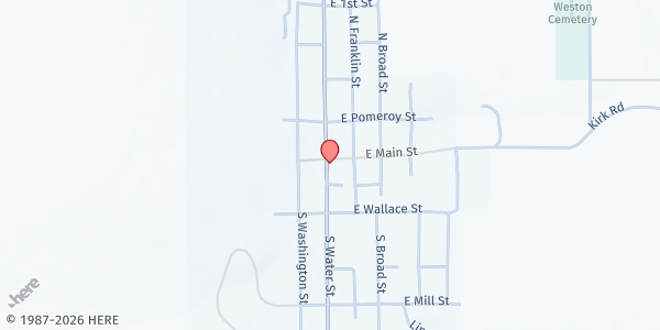 Map showing Weston Food Pantry at 114 E Main Street, Weston, OR
