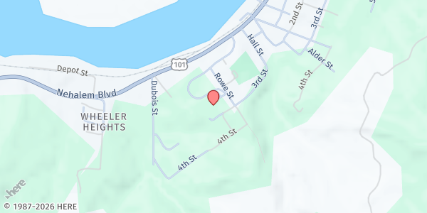 Map showing North County Food Bank at 278 Rowe Street, Wheeler, OR