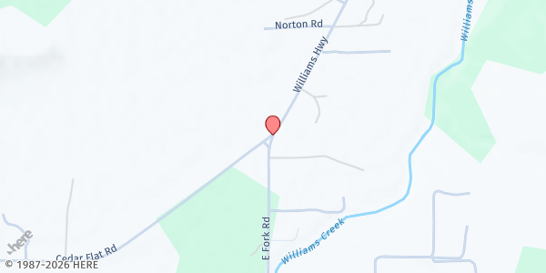 Map showing Williams Community Church at 228 East Fork Rd, Williams, OR