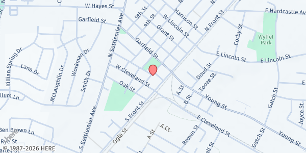 Map showing AWARE Food Bank - Woodburn at 152 Arthur Street, Woodburn, OR