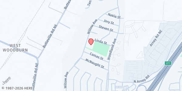 Map showing SDA Woodburn Spanish Pantry at 782 Willow Avenue, Woodburn, OR