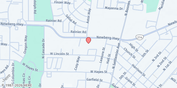Map showing Woodburn Family Learning Center at 1440 Newberg Highway, Woodburn, OR